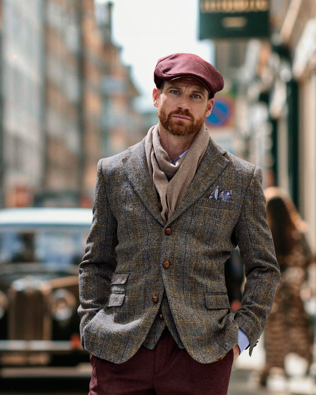 Tweed Cap in red-melange aus Moon Tweed