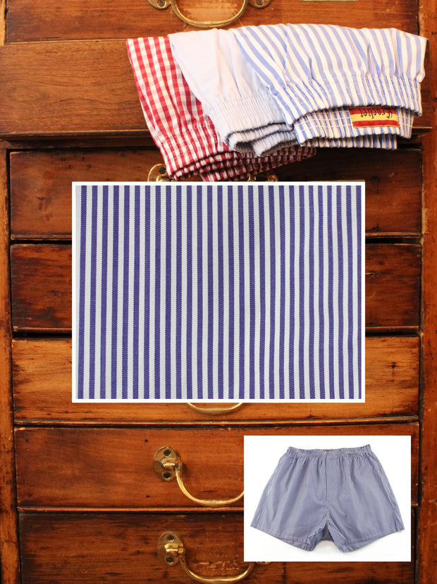 Boxershorts: Boxershorts in blau gestreift | John Crocket – Fine British Clothing