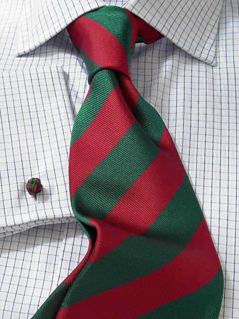 Krawatte mit Clubstreifen in rot/grün  Fine British Clothing – John Crocket